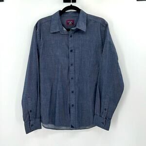 UnTuckit Slim Fit Button Down Long Sleeve Shirt - Denim Blue - Large